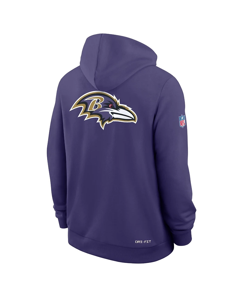 Nike Men's Purple Baltimore Ravens Alt Sideline Standard Issue Dri-fit Hoodie