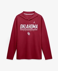 Jordan Men's Crimson Oklahoma Sooners 2026 Sideline Lightweight Long Sleeve Hooded Dri-fit T-Shirt