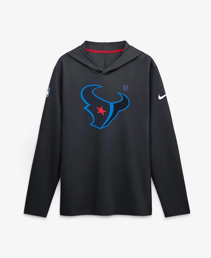 Nike Men's Navy Houston Texans Sideline Dri-fit Long Sleeve Hooded T-Shirt