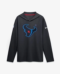 Nike Men's Navy Houston Texans Sideline Dri-fit Long Sleeve Hooded T-Shirt
