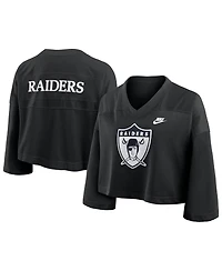 Nike Women's Black Las Vegas Raiders Rewind Cropped Mesh Dri-fit Fashion Jersey