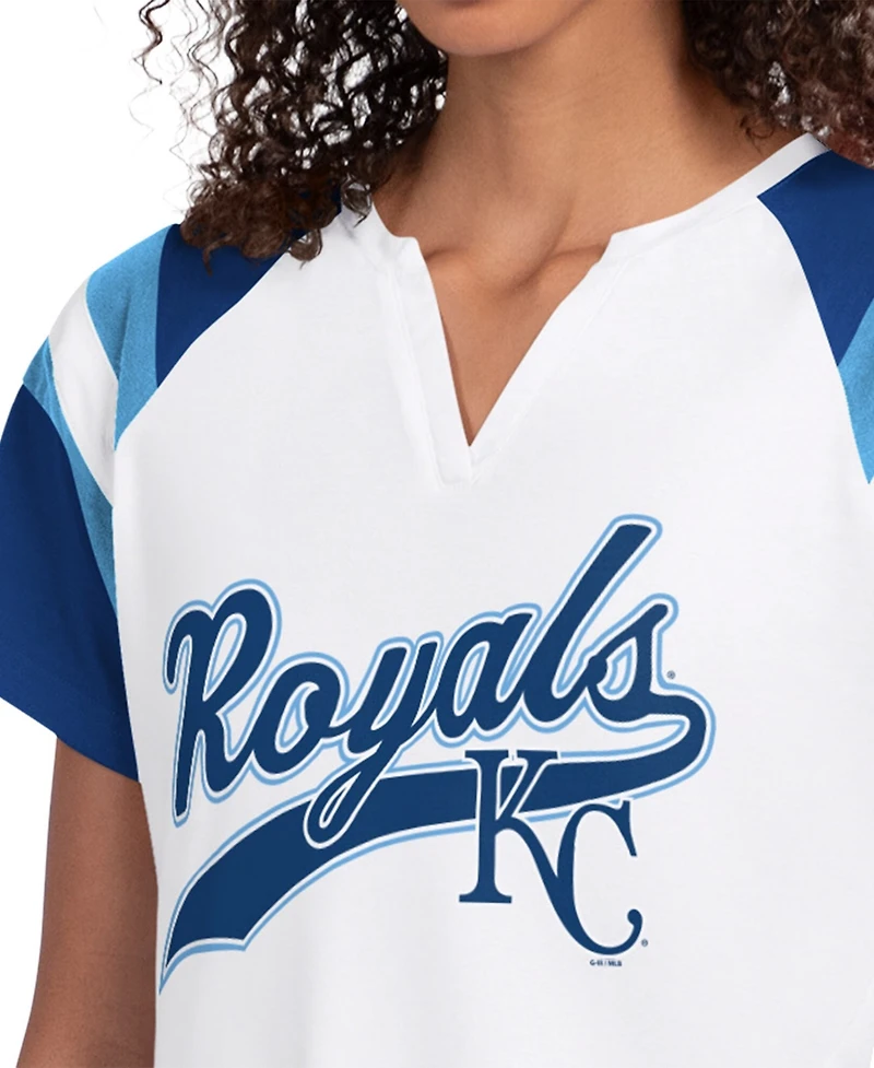 Starter Women's White Kansas City Royals Game On Notch Neck Raglan T-Shirt