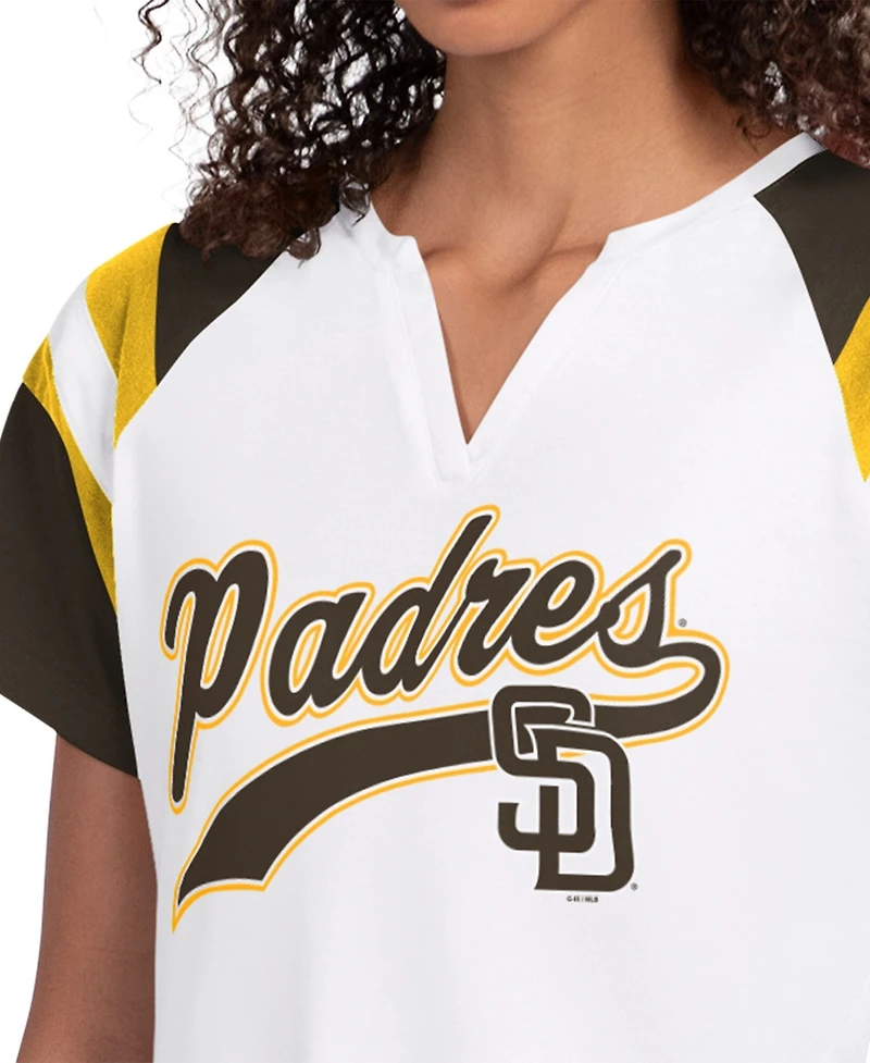 Starter Women's White San Diego Padres Game On Notch Neck Raglan T-Shirt