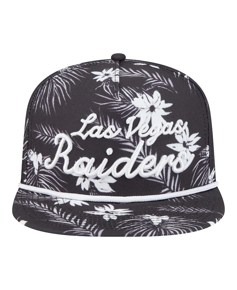 New Era Men's Black Las Vegas Raiders Palm Print A-Frame 9FIFTY Snapback Hat