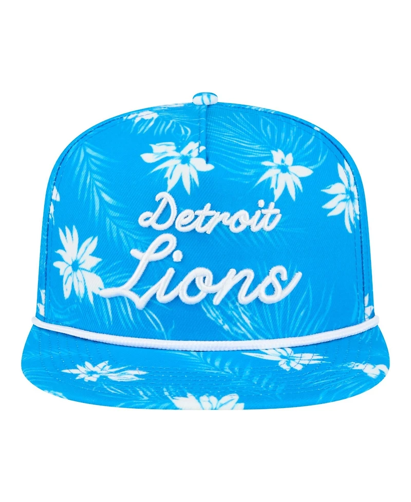 New Era Men's Blue Detroit Lions Palm Print A-Frame 9FIFTY Snapback Hat