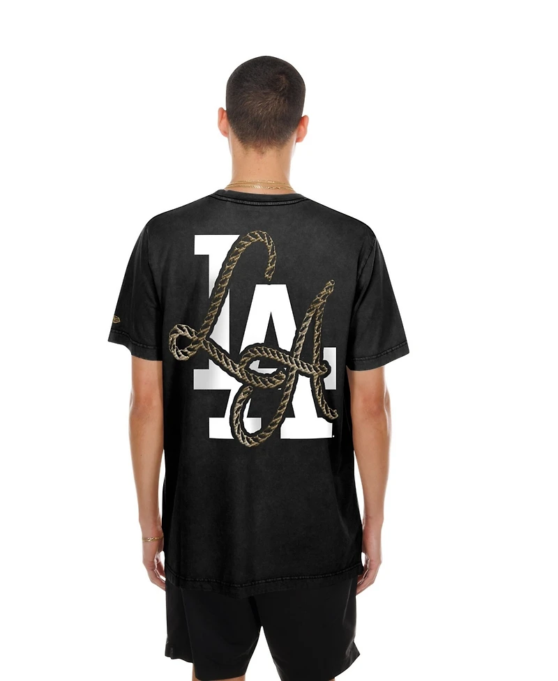New Era Men's Black Los Angeles Dodgers Injection Lifestyle Urban Ranchwear T-Shirt