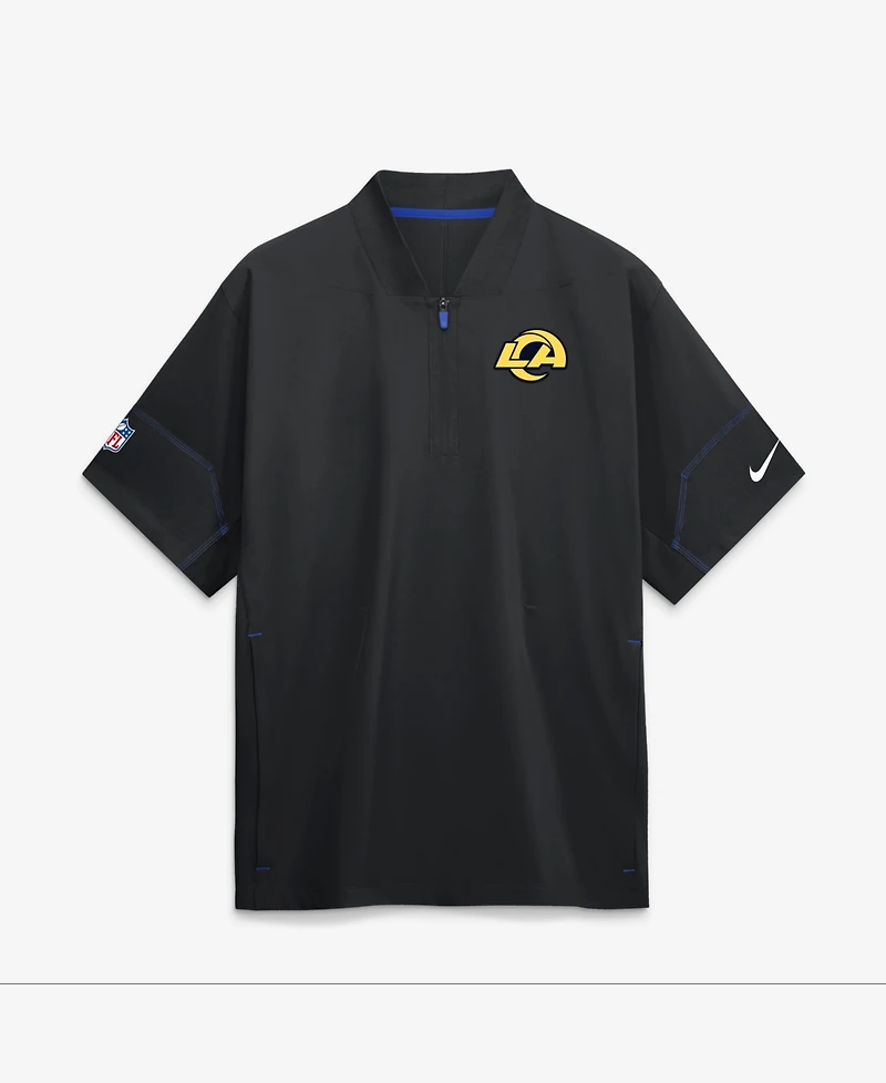 Nike Men's Black Los Angeles Rams Sideline Short Sleeve Quarter-Zip Coaches Jacket