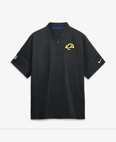 Nike Men's Black Los Angeles Rams Sideline Short Sleeve Quarter-Zip Coaches Jacket