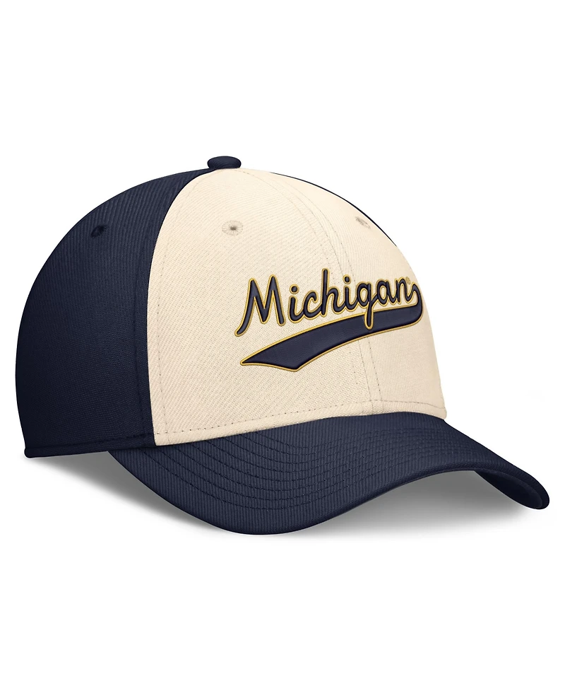 Nike Men's Natural/Navy Michigan Wolverines Legacy Swooshflex Dri-fit Hat