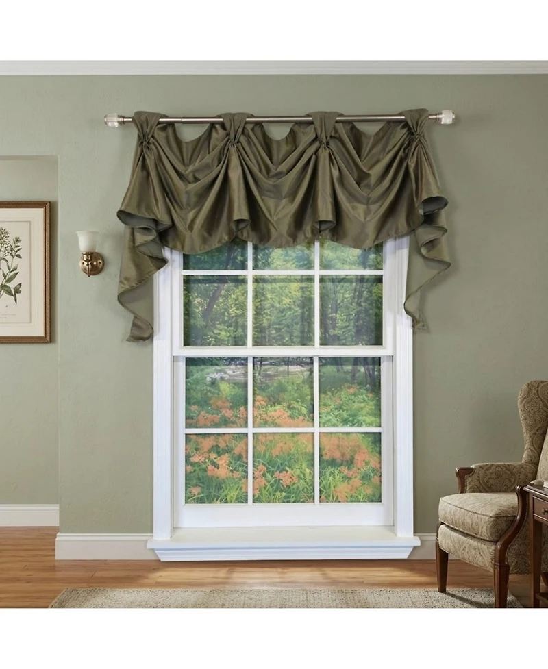 Rlf Home Soft Rayon 3-s Victory Swag Window Valance 100% Cotton Tab Top