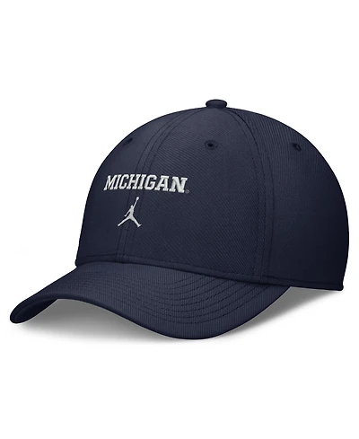 Jordan Men's Navy Michigan Wolverines Rise On-Field SwooshFlex Dri-fit Flex Hat