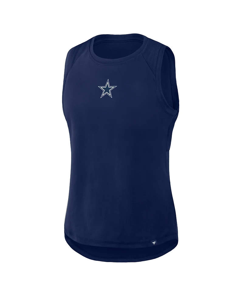 Fanatics Women's Navy Dallas Cowboys Draped Mesh Back Performance Tank Top