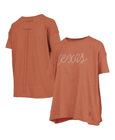 Pressbox Women's Heather Texas Orange Longhorns Swirl Script Twisted Team Color Stitched Oversized T-Shirt