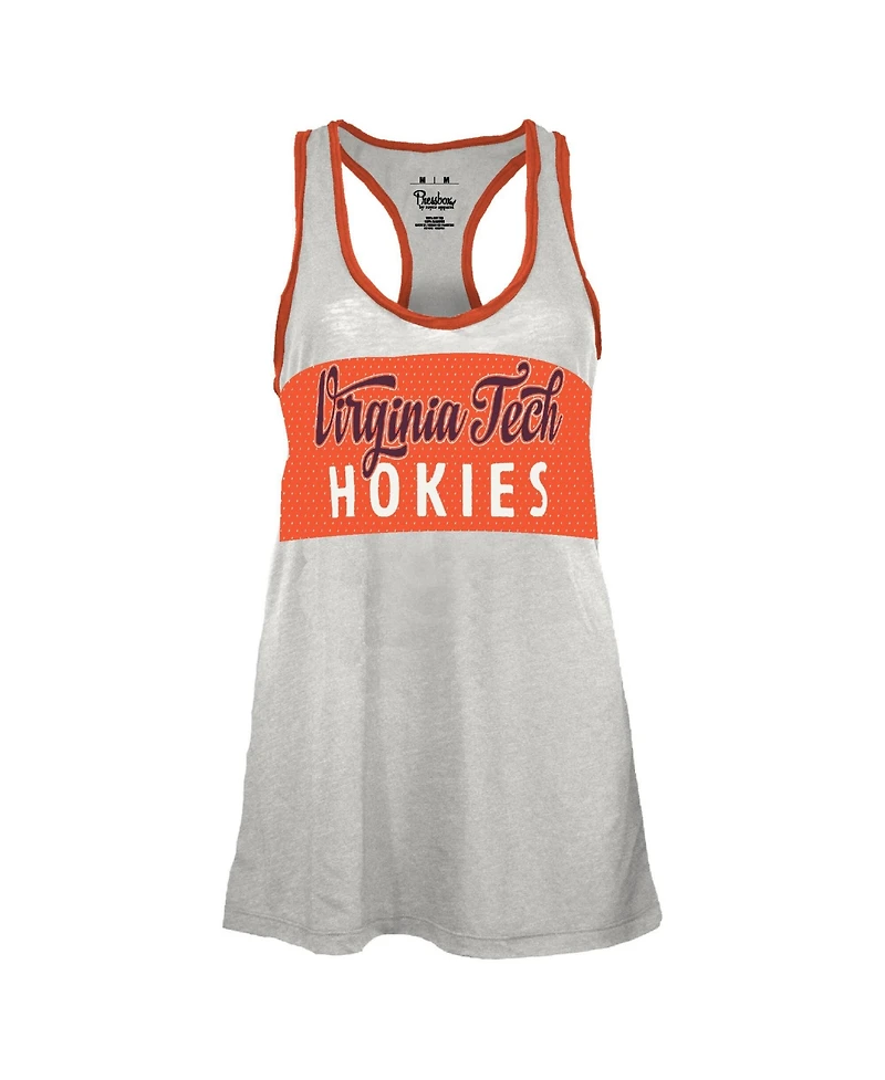 Pressbox Women's White/Orange Virginia Tech Hokies Tracy Racerback Burnout Tank Top