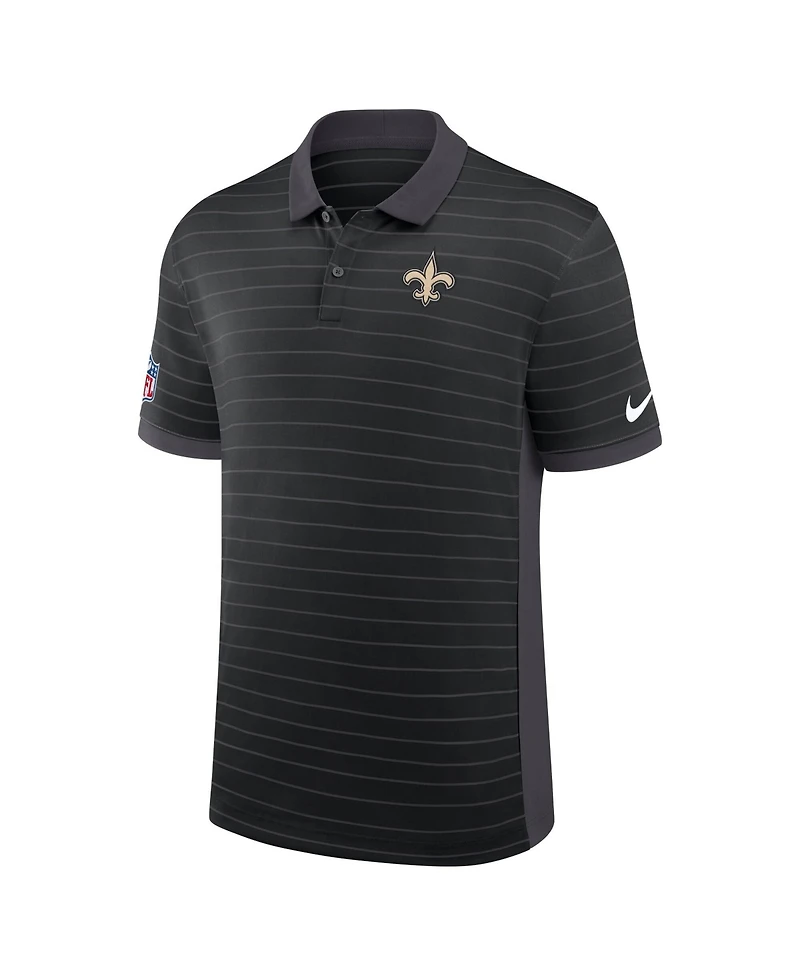 Nike Men's Black New Orleans Saints Sideline Victory Stripe Dri-fit Polo Shirt
