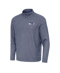 Antigua Men's Heather Navy Seattle Seahawks Subtle Quarter-Zip Hoodie