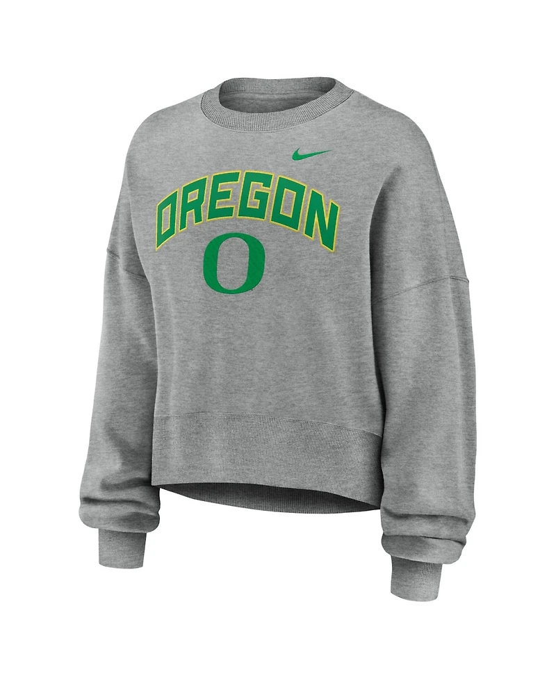 Nike Women's Heather Gray Oregon Ducks Oversized Phoenix Arch Pullover Sweatshirt