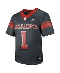 Jordan Big Boys and Girls 1 Anthracite Oklahoma Sooners Alternate Football Game Jersey