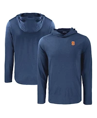 Cutter & Buck Men's Navy Syracuse Orange Coastline Epic Comfort Eco Long Sleeve Hoodie T-Shirt