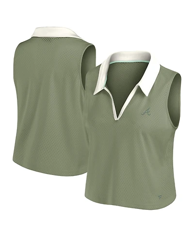 Fanatics Women's Olive Atlanta Braves Studio Wellness V-Neck Tank Top