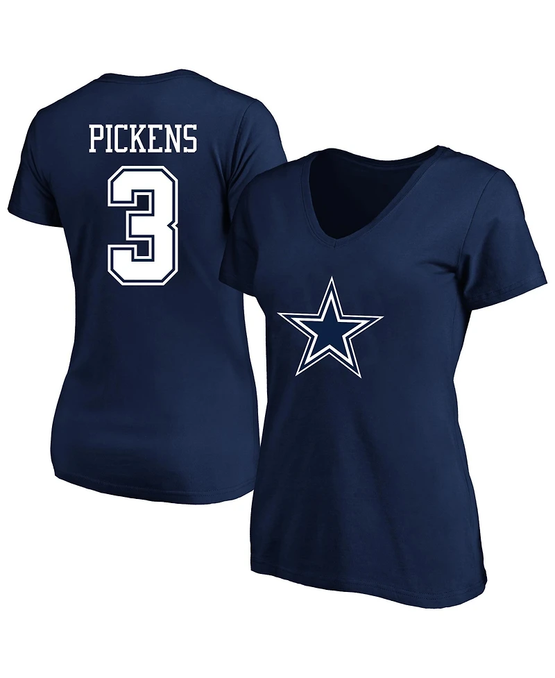 Fanatics Women's George Pickens Navy Dallas Cowboys Plus Name Number V-Neck T-Shirt