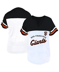 Fanatics Women's White/Black San Francisco Giants Plus Two-Stripe V-Neck T-Shirt