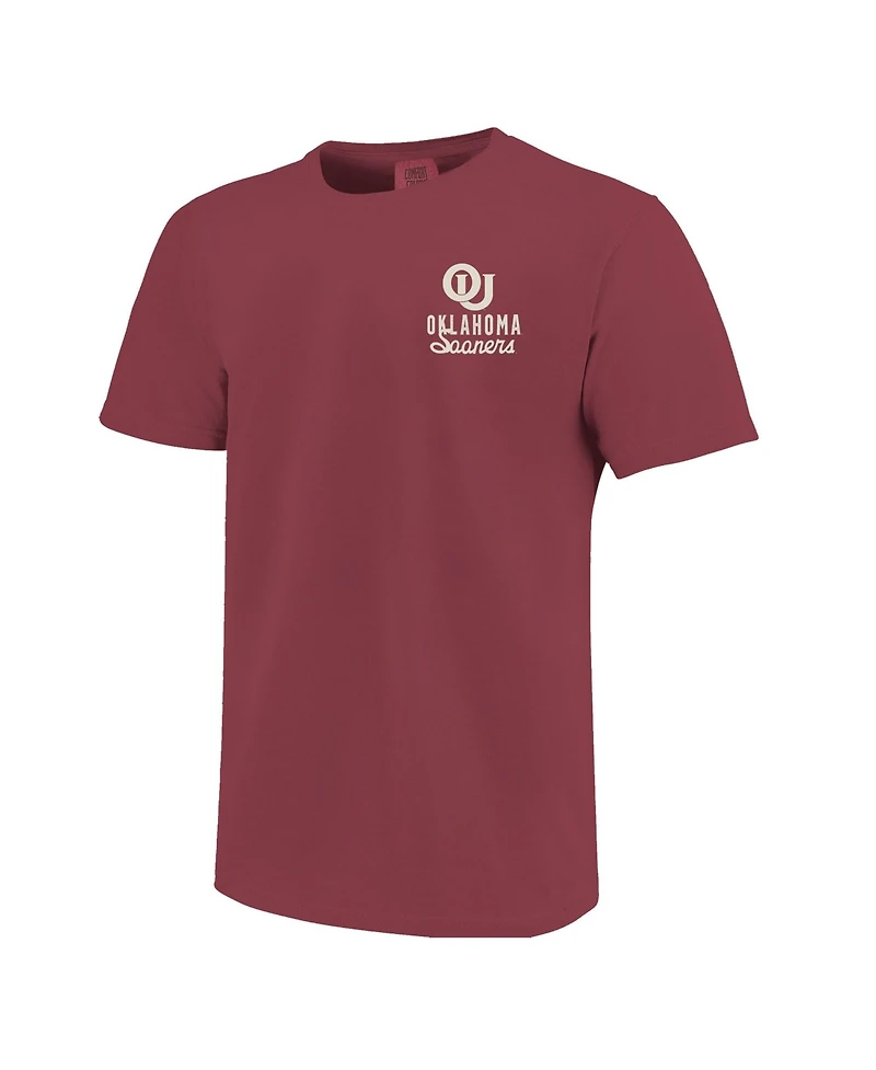 Image One Big Boys and Girls Crimson Oklahoma Sooners Comfort Colors Mascot Overlay T-Shirt