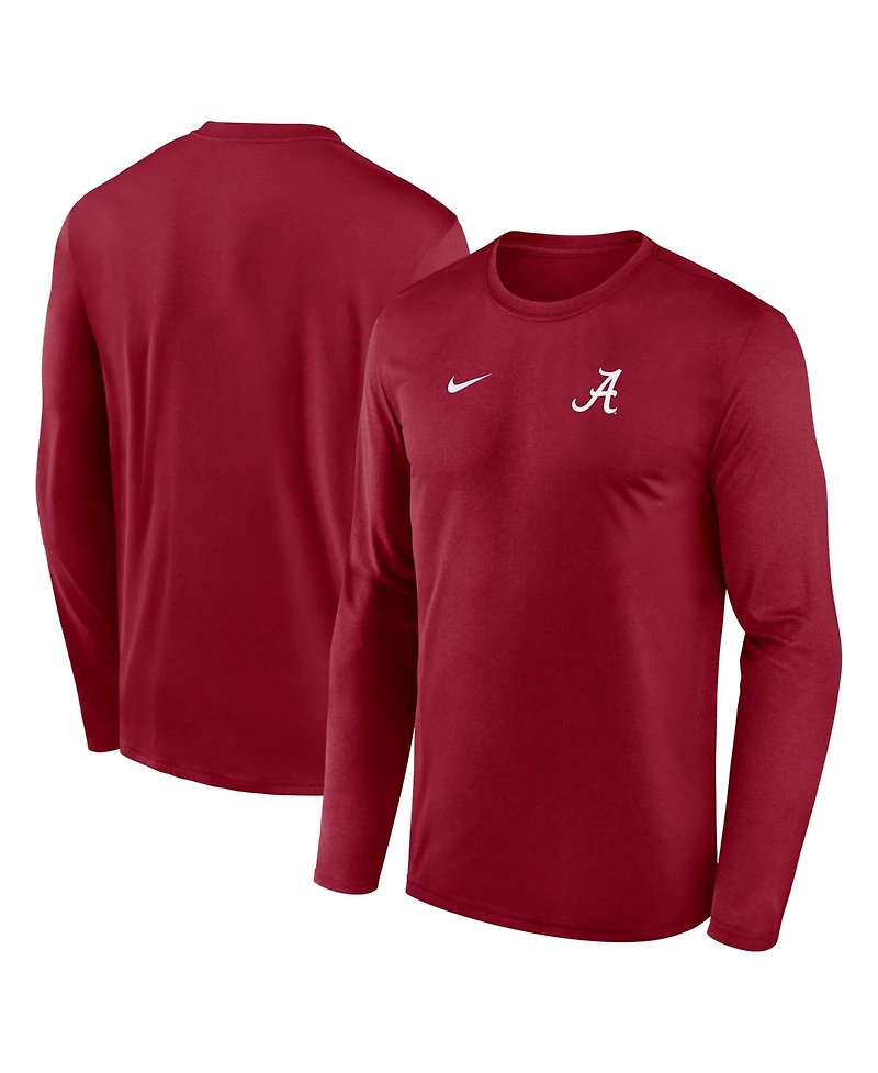 Nike Men's Crimson Alabama Tide 2026 Sideline Small Logo Legend Dri-fit Long Sleeve T-Shirt
