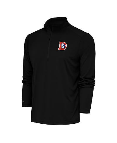 Antigua Men's Black Denver Broncos Team Logo Throwback Tribute Quarter-Zip Pullover Hoodie
