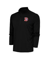 Antigua Men's Black Denver Broncos Team Logo Throwback Tribute Quarter-Zip Pullover Hoodie