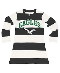 Wes & Willy Girls Toddler Black/White Philadelphia Eagles Long Sleeve Rugby Tri-Blend Dress