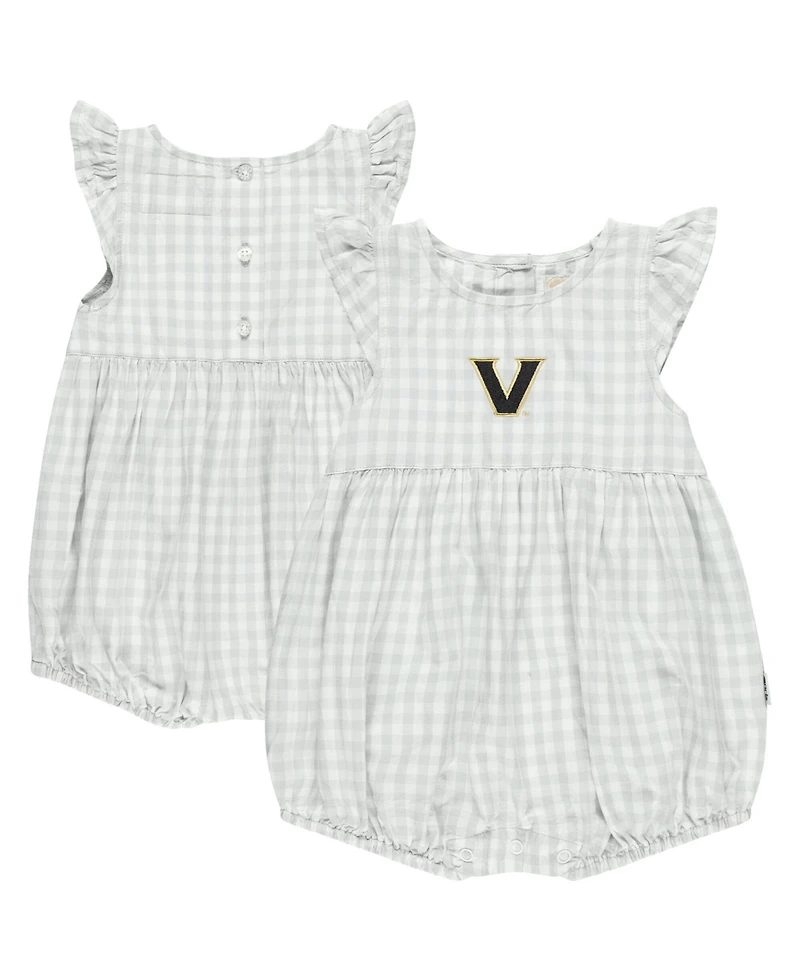 Garb Girl's Baby Boys and Girls Gray Vanderbilt Commodores Cara Gingham Ruffled Bodysuit