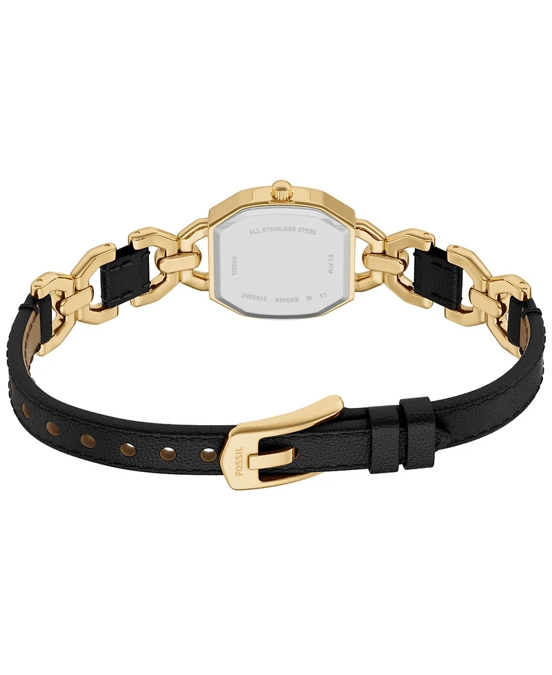 Fossil Women's Harlow Three-Hand Leather and Gold-Tone Stainless Steel Watch 22mm