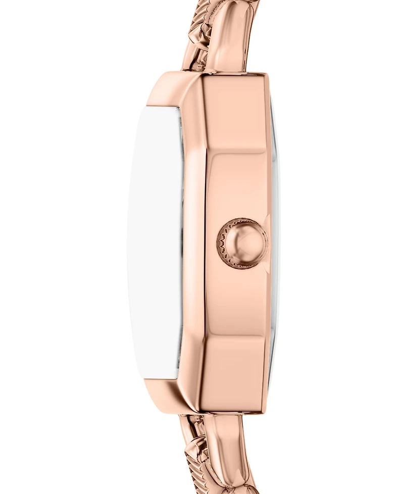 Fossil Women's Harlow Three-Hand Green Leather and Rose Gold-Tone Stainless Steel Watch 22mm