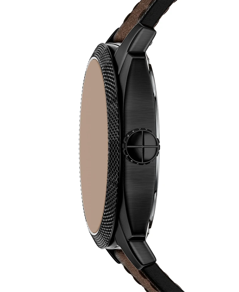 Fossil Men's Machine Three-Hand Date Brown Leather Watch 41mm