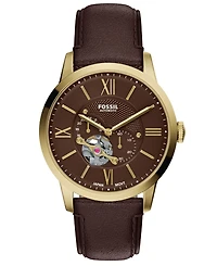 Fossil Men's Townsman Automatic Brown Leather Watch 44mm