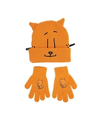 Dog Man Petey the Cat Youth Cuff Hat And Knit Gloves Cold Weather Set