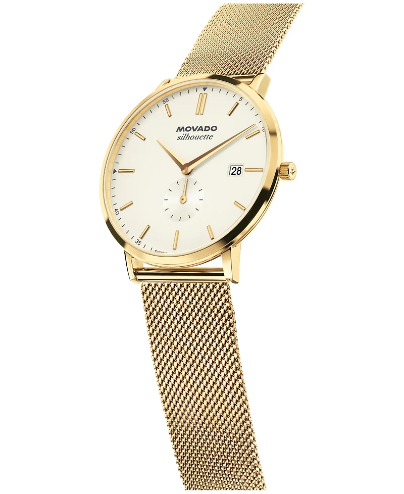 Movado Men's Silhouette Swiss Quartz Ionic Plated Light Yellow Gold Steel Watch 40mm