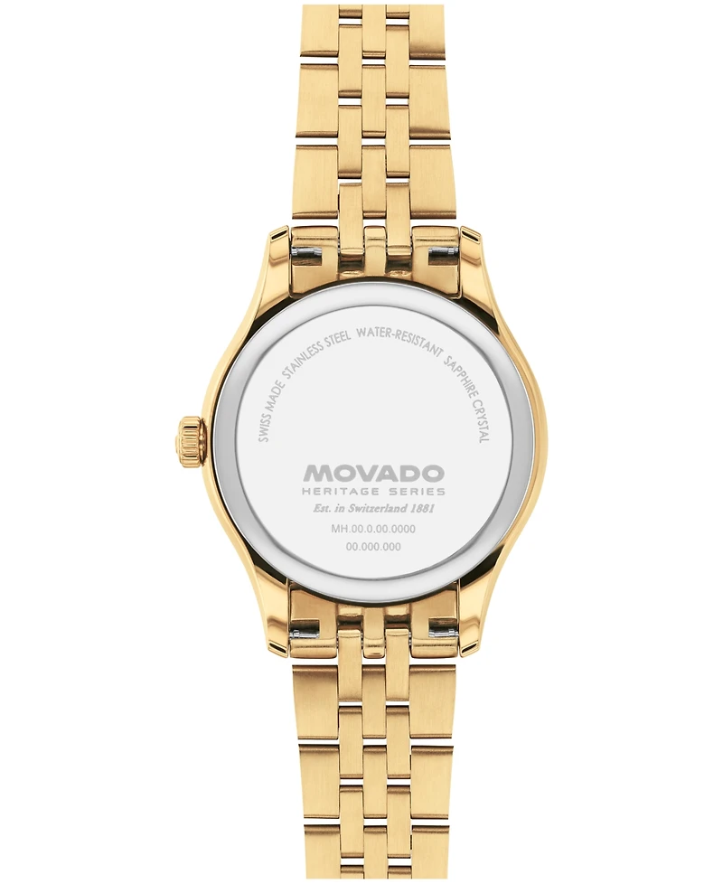 Movado Women's Calendoplan Swiss Quartz Ionic Plated Light Yellow Gold Steel Watch 27mm