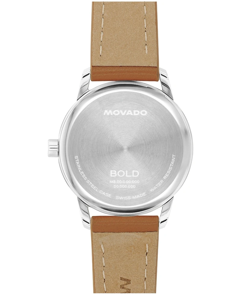 Movado Women's Bold Echo Swiss Quartz Cognac Leather Watch 30mm