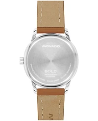 Movado Women's Bold Echo Swiss Quartz Cognac Leather Watch 30mm