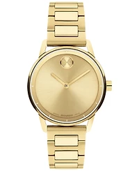 Movado Women's Bold Echo Swiss Quartz Ionic Plated Light Yellow Gold Steel Watch 30mm