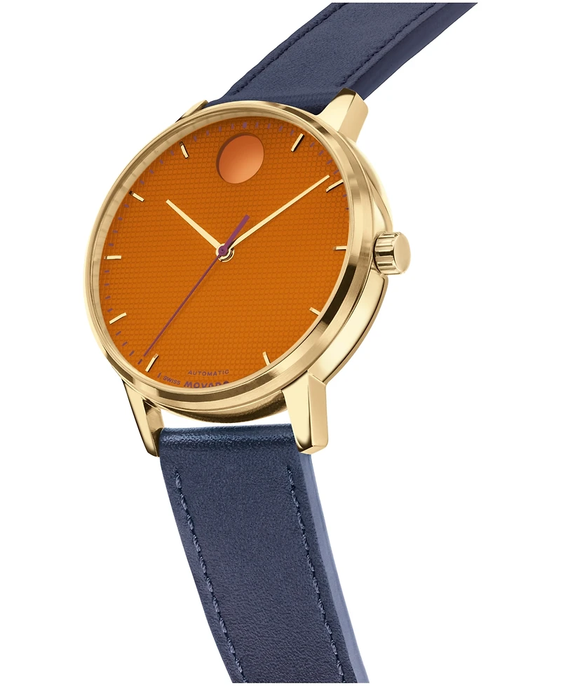 Movado Men's Movado Face Swiss Quartz Navy Leather Watch 39mm