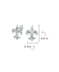 Bling Jewelry Ancient Symbol Fleur De Lis Cz Stud Earrings Sterling Silver