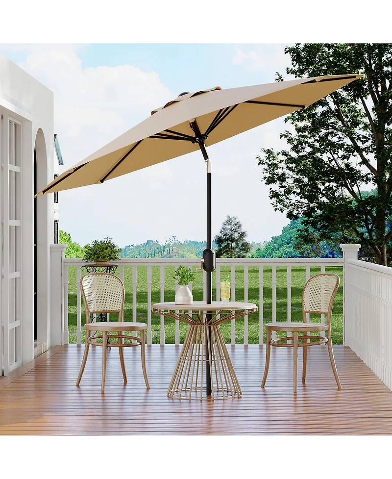 gaomon Solar Patio Umbrella with 40 Led Lights and Crank Tilt, Large Uv-Resistant Outdoor Patio Market Umbrella with 8 Ribs