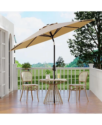 gaomon Solar Patio Umbrella with 40 Led Lights and Crank Tilt, Large Uv-Resistant Outdoor Patio Market Umbrella with 8 Ribs