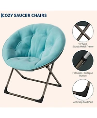 gaomon Saucer Chair, Comfy Chair Faux Fur Lounge Moon Chair with Folding Metal Frame, Oversized Plush Foldable Flower Accent Seat for Adults, Teens