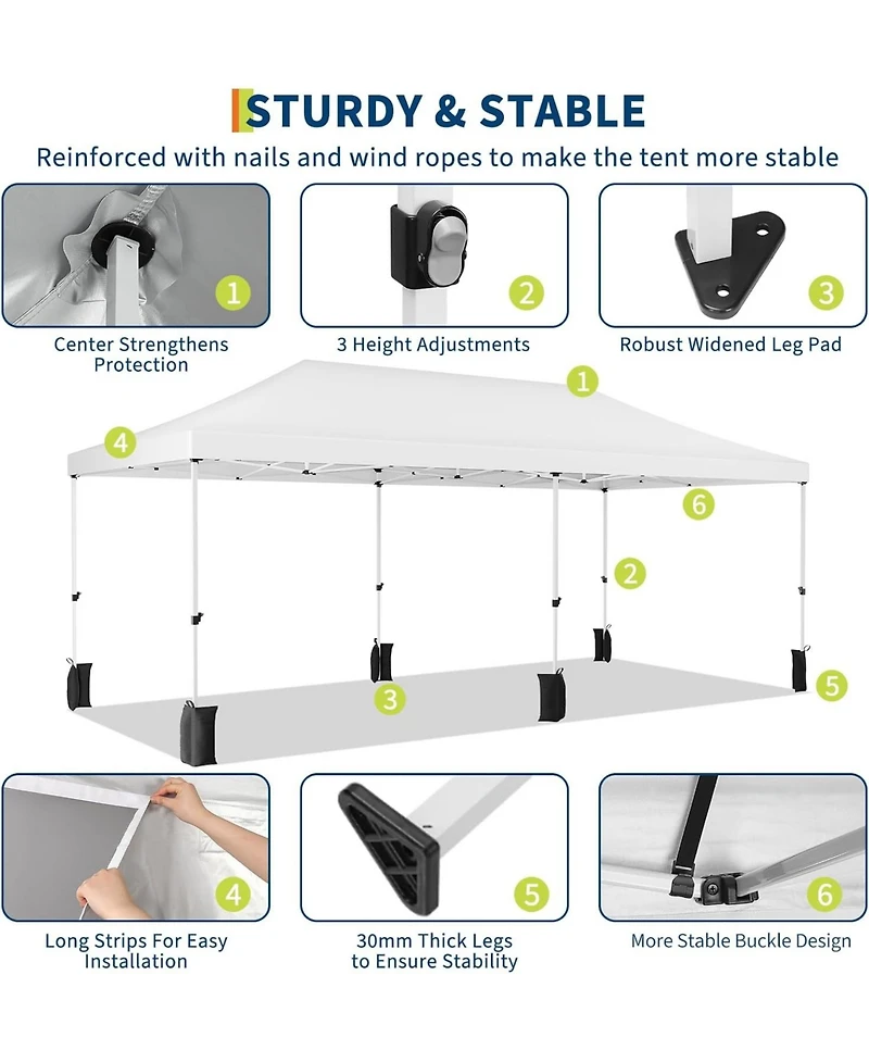 gaomon Heavy Duty Pop Up Party Tent with 5 Removable Sidewalls Pe Windows, 420d Oxford Fabric Commercial-Grade Outdoor Event Shelter for Weddings