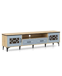 Slickblue Farmhouse Tv Stand for TVs up to 80 Inch with 2 Storage Drawers