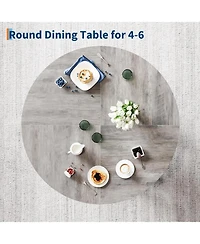 gaomon 47" Round Dining Table for 4-6, Wood Kitchen Table with Sturdy Base, Farmhouse
